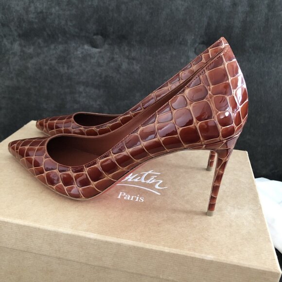 Christian Louboutin Kate 85 Alligator-Embossed Leather Pump - Picture 6 of 10